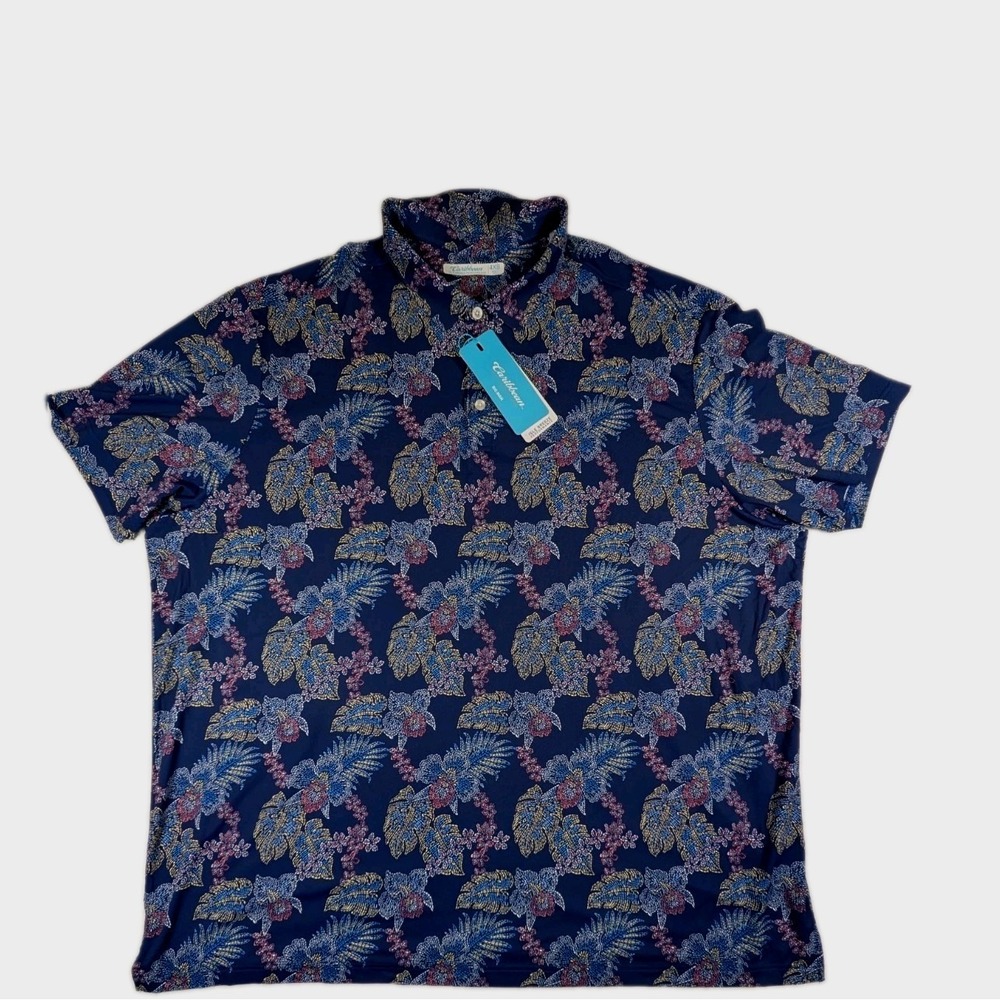 Caribbean Performance Men's 2XB Hawaiian Tropical Floral Shirt Short Sleeve